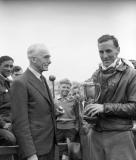 Syd Jensen with the Renold trophy - Senior NZ GP winner - Mr Chas Bell  President  C.A.C.C.  on left (12/PB1511). 